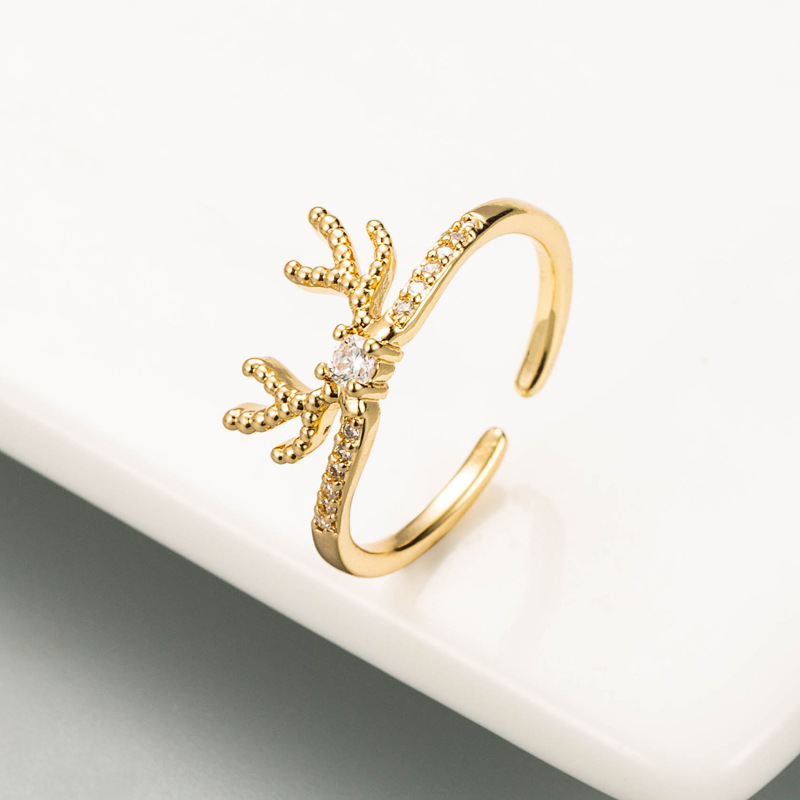 خاتم حب عيد الميلاد بتصميم الرنة مطلي بالذهب والنحاس