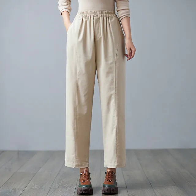 New Literary Retro Cotton And Linen Harem Pants Women Elastic Waist Hemp - Shop at LoveMi