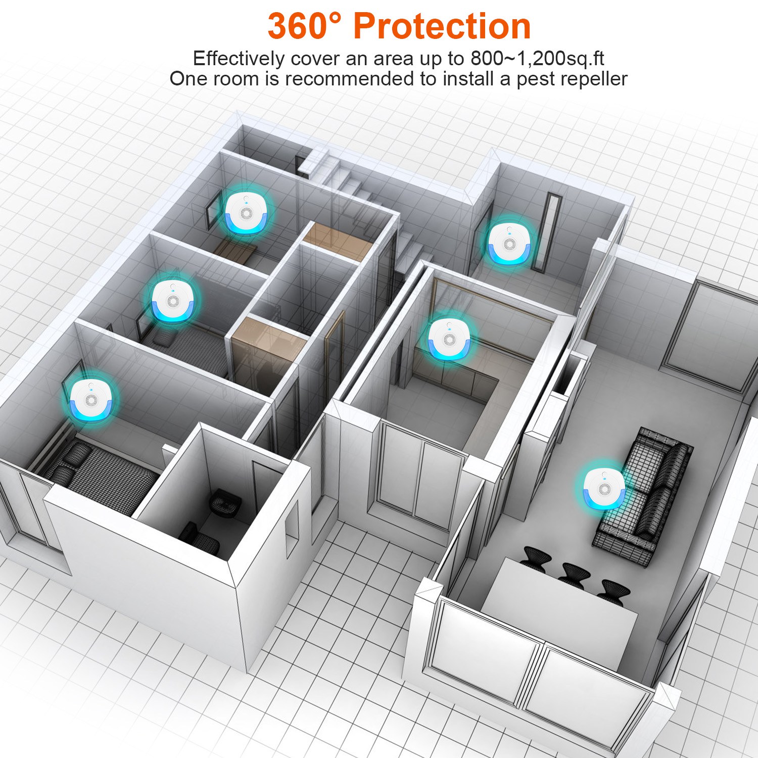 2026 New Ultrasonic 6PCS Pest Repeller, Dual Working Modes Plug-in Rodent Repellent, Chemical & Poison Free, Pet & Human Safe — foto 12