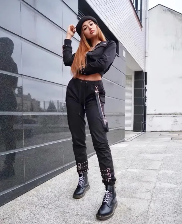 Autumn Women's Ankle Elastic Buckle Overalls Black - Shop at LoveMi