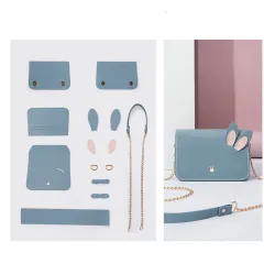 Girls' Self-stitched Handmade Bag Weaving - Blue - View 1