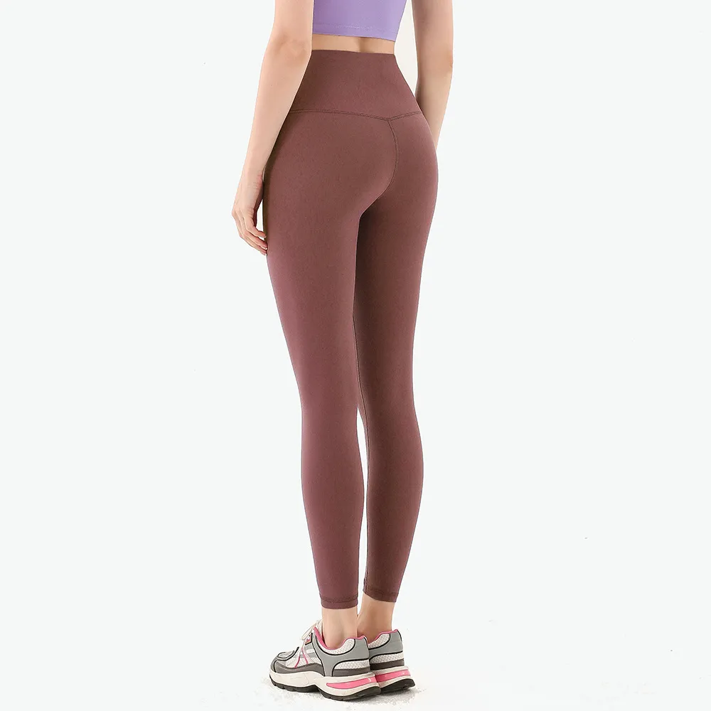 Women's Quick-drying Tight-fitting High-waist Hip-lifting Sports Fitness Pants - Bronze-M