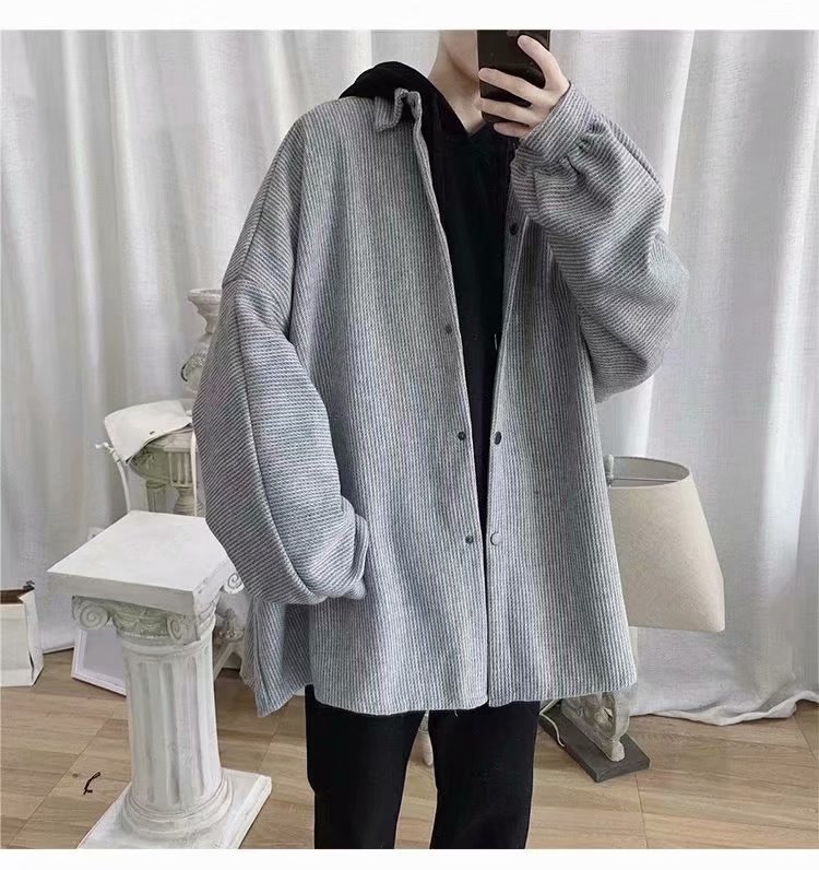 Korean Wool Jacket Men's Spring And Autumn Hong Kong Style Casual Couple Workwear