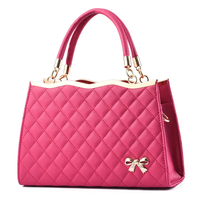 Female Bag Spring New Embroidered Rhombus Ladies Handbag Foreign Trade Big Bag Shoulder Messenger Bag Delivery Rose - Shop at LoveMi