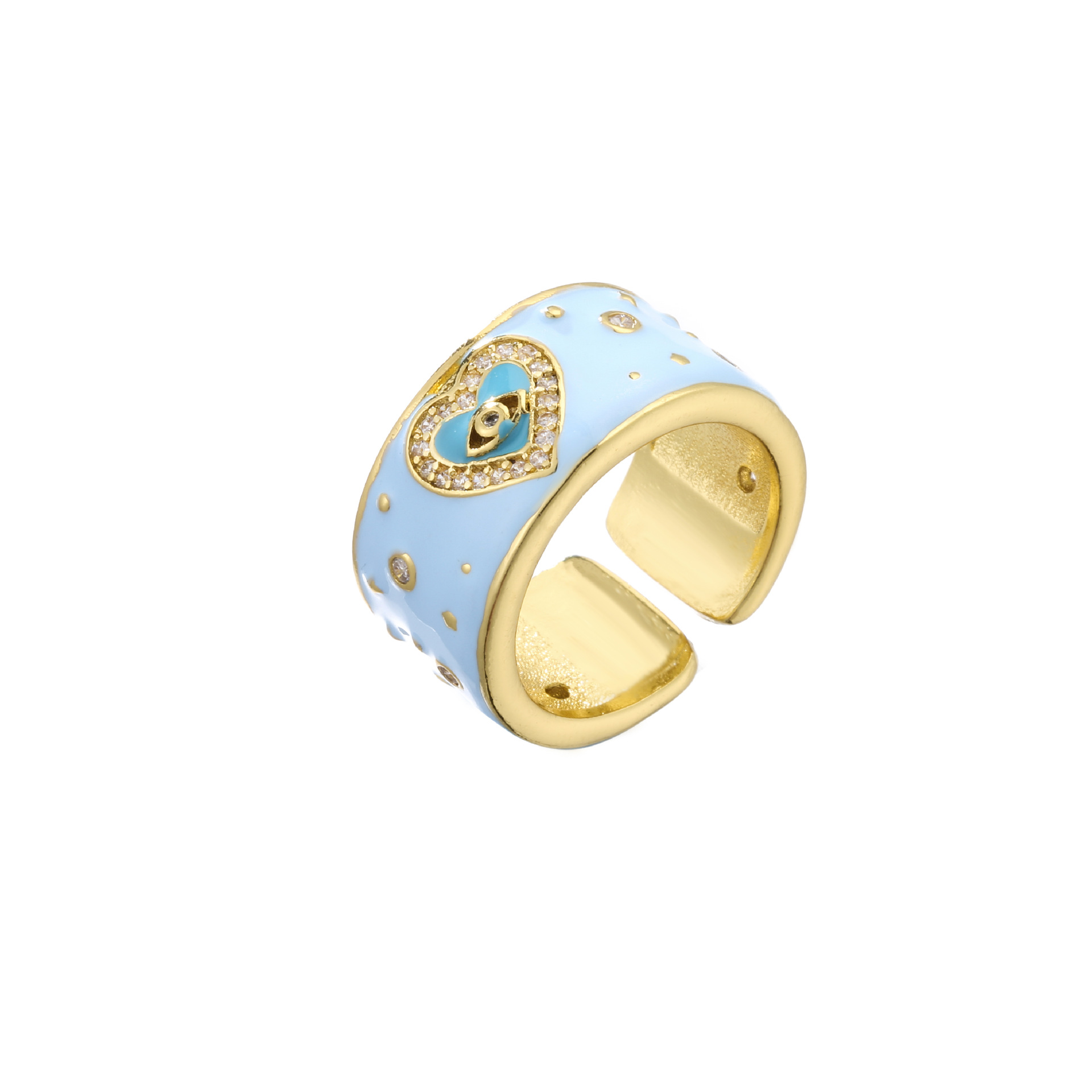 Micro Set Zircon Heart Eye Ring Adjustable