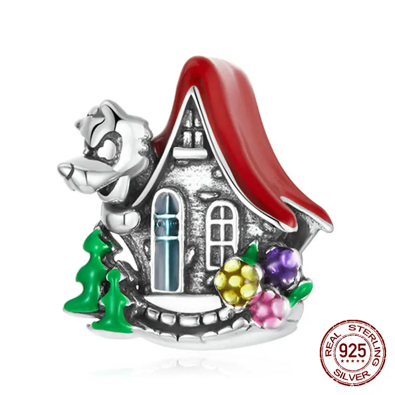 S925 Sterling Silver Red Oil Drop Beads