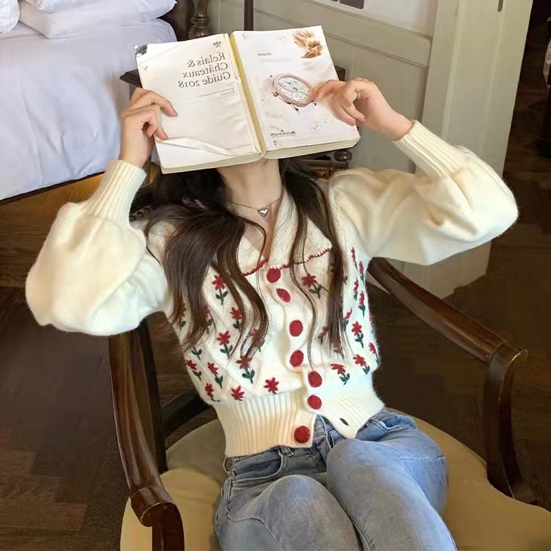 Fashion Doll Neck Ladies Knitwear Cardigan Thin Section