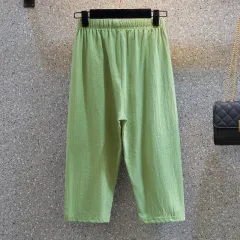 Plus Size Women Casual Cropped Trousers - Green - View 1