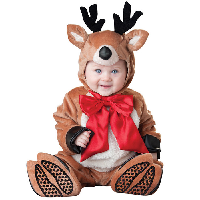 Baby Jumpsuit With Elk And Snowman Shape Clothes