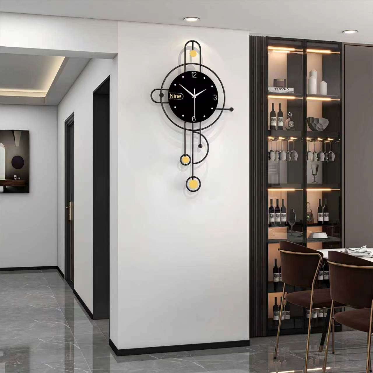 Horloge murale en fer moderne, décoration décorative en métal pour la maison