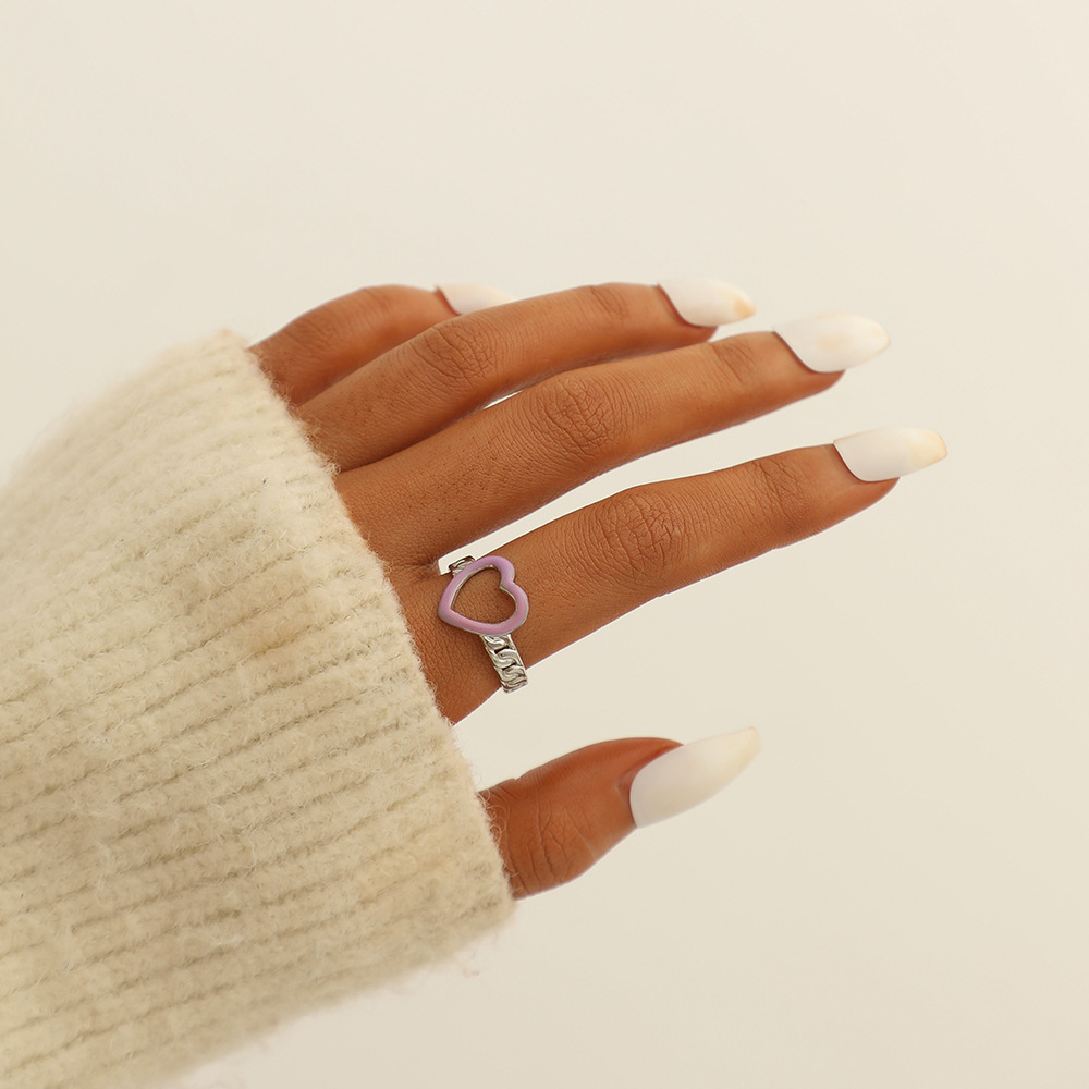 Vintage Fashion Stainless Steel Drip Oil Love Ring