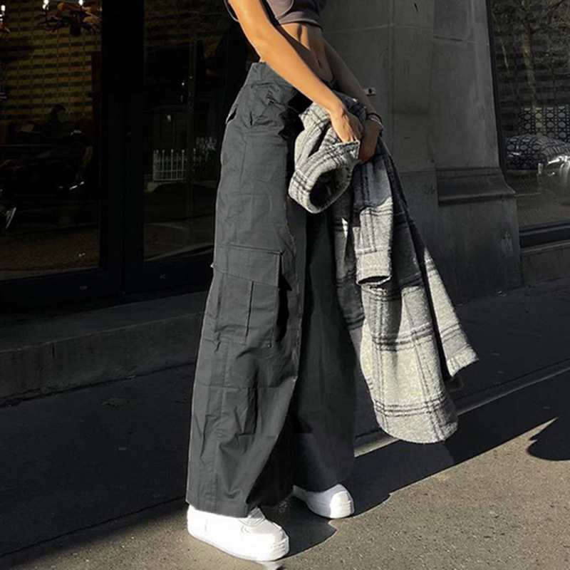 Retro Street Shooting Cuff Overalls Loose With Multiple Pockets