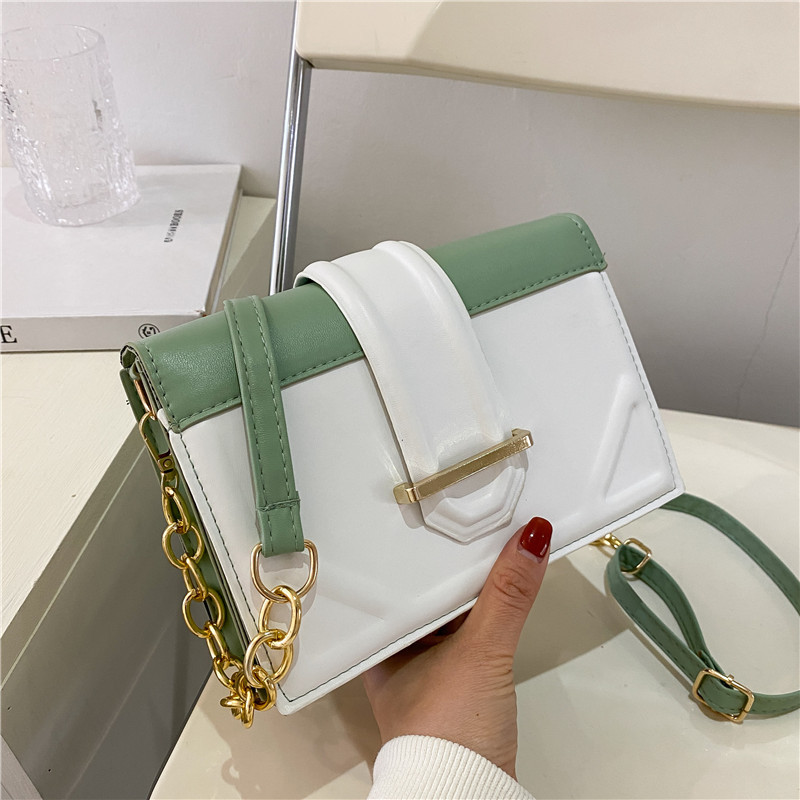 Ladies Popular One-shoulder Hit Color Small Square Bag