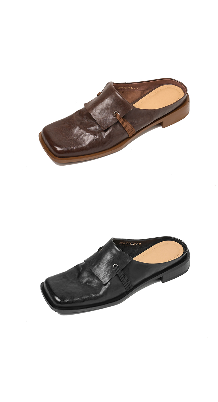 Leather Mule Slides Close-Up Texture - Sarah Express