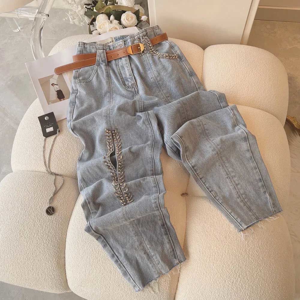 Title 3, Womens Heavy Duty Beaded Cutout Loose Jeans. E...