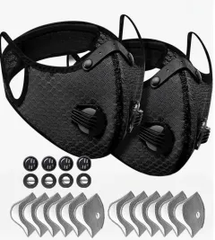 Sport Mask Cycling Face Mask Activated Carbon Filter Breathing Valves With Filter - 2Pcs - View 1