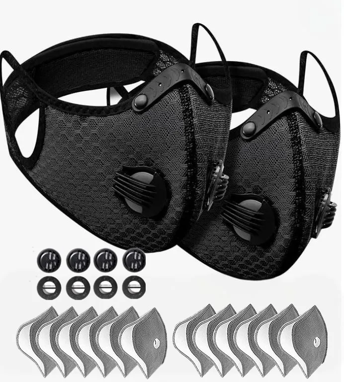 Sport Mask Cycling Face Mask Activated Carbon Filter Breathing Valves With Filter - 2Pcs