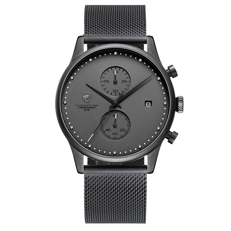 CHEETAH Business Men's Watch Hot Selling Waterproof Steel Band Multifunctional Two Eyes