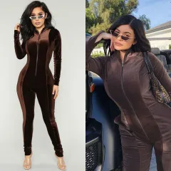 European And American Women's Korean Fleece Jumpsuit - Bronze - View 1