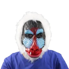 Red Face Baboon Latex Ape Orangutan Head Set Animal Monkey Mask - White - View 1