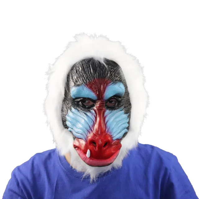 Red Face Baboon Latex Ape Orangutan Head Set Animal Monkey Mask White - Shop at LoveMi