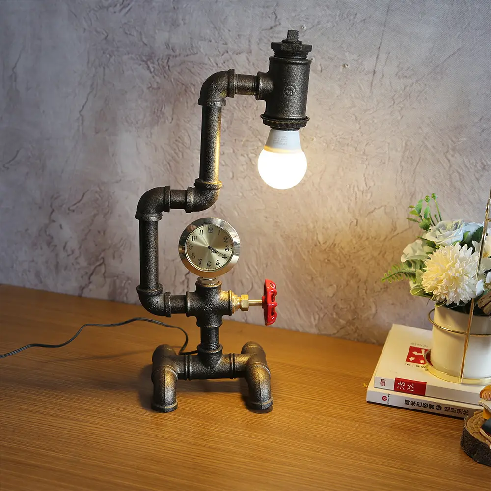 Creative Retro Wrought Iron LED Water Pipe Light