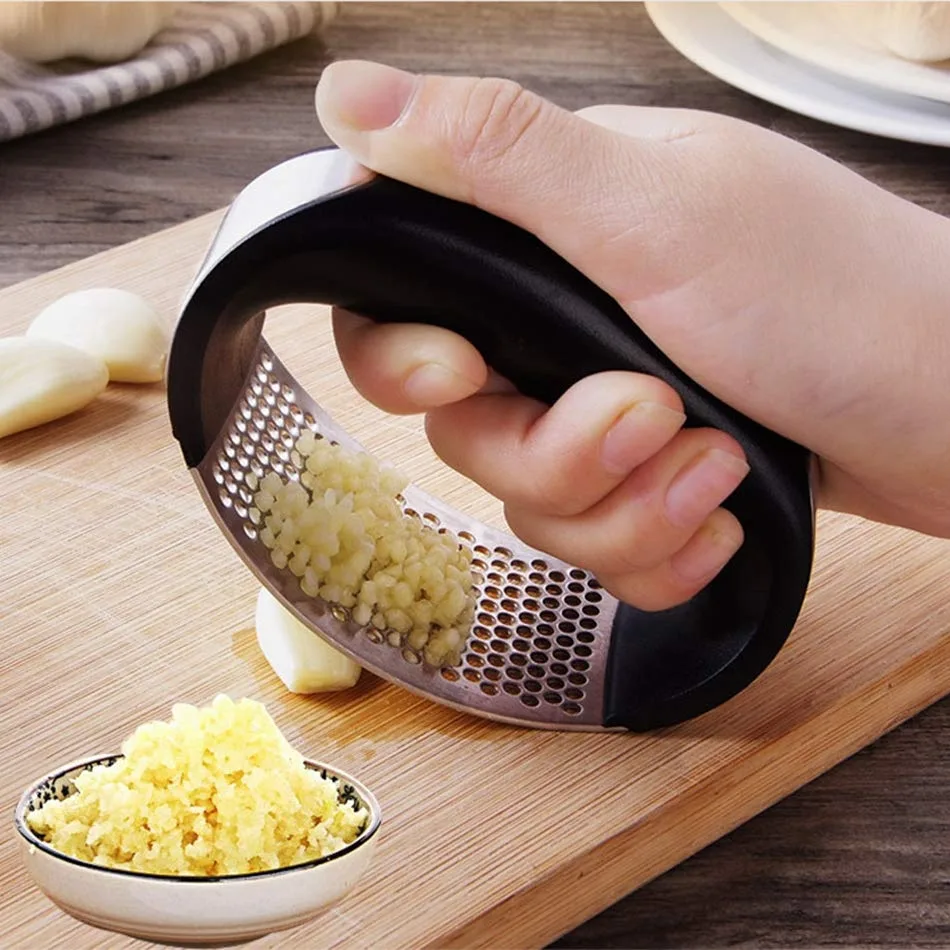 Stainless Steel Garlic Masher Press Household Manual Curve Fruit