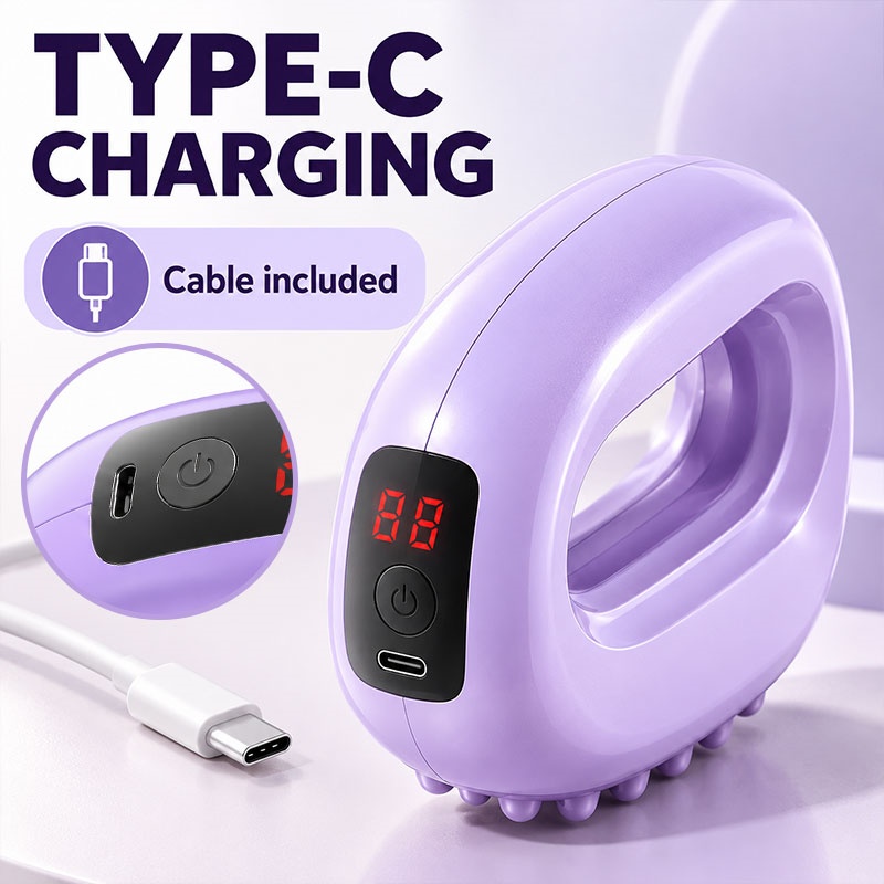 Electric Fascia Ring Massager Heat 3 Modes 5 Levels Rechargeable USB-C Purple — image 10