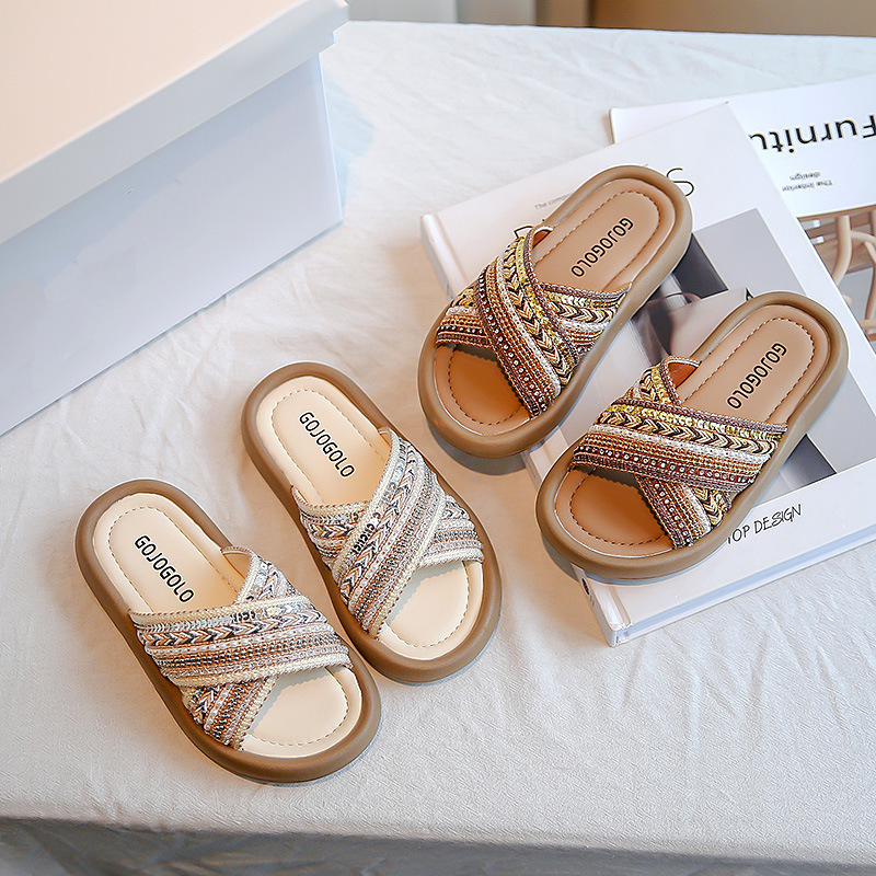 Children's Ethnic Style Slippers For Girls Indoor And Outdoor