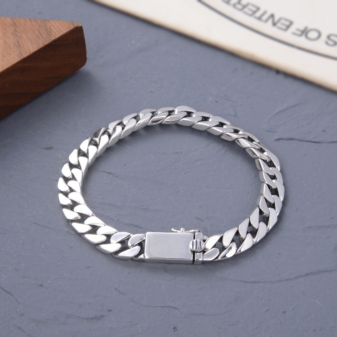 S925 Silver Glossy Men's And Women's Same Simple Style Personalized Bracelet