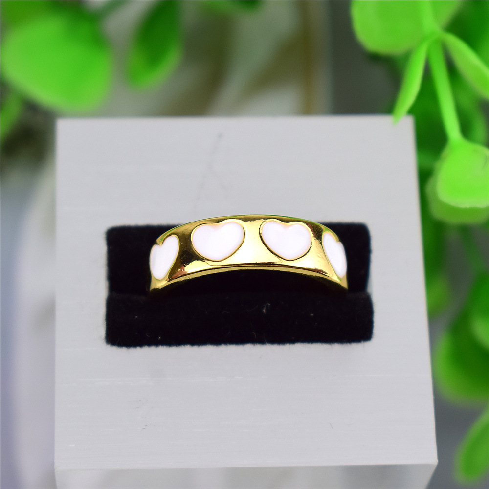 Fashion Love Graphic Ring Jewelry Heart Shaped Drop Oil