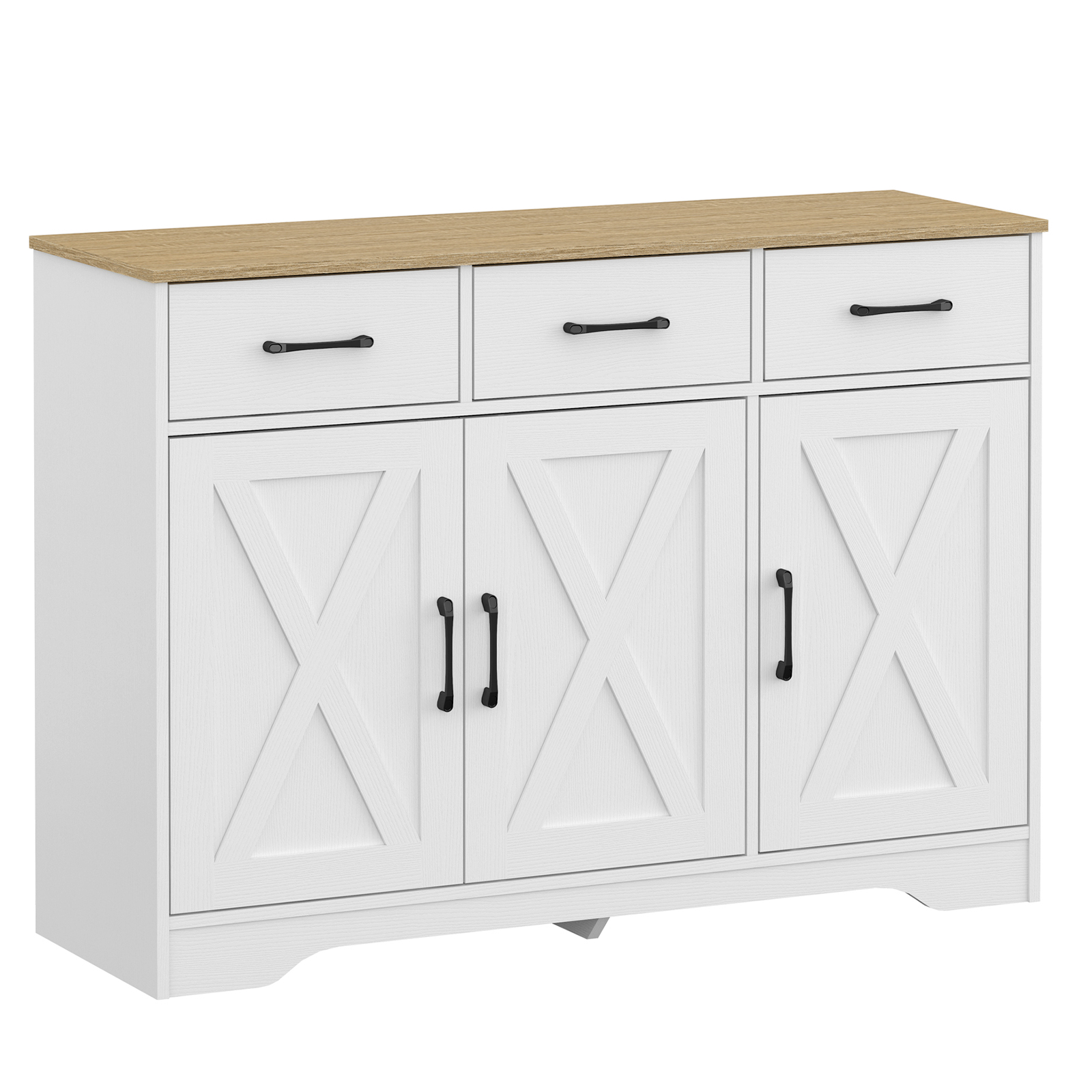 Wooden Sideboard 3 Drawers 3 Doors Entryway Dining Room Console Living Storage — image 5