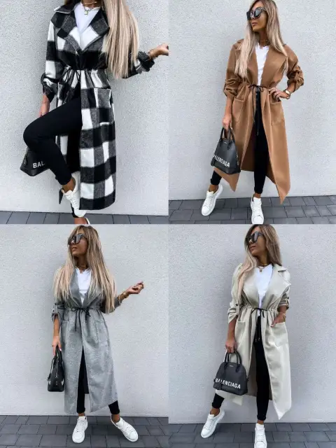 Autumn and Winter Long-sleeved Button-turned-collar Polyester Jacket