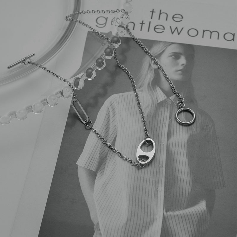 Buckle Necklace Stacked Hip Hop Titanium Steel Clavicle Chain Sweater Chain