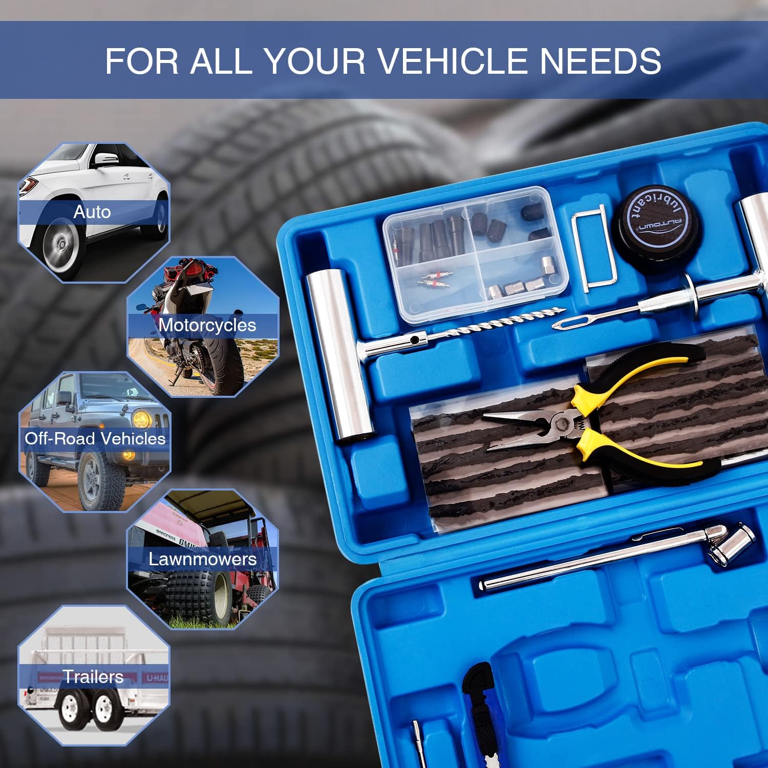 Tire Repair Kit - 68pcs Heavy Duty Tire Plug Kit, Universal