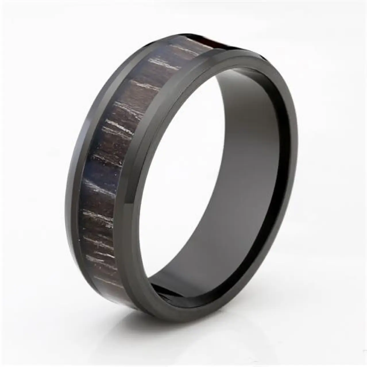 Fashion Simple Stainless Steel Ebony Pair Ring