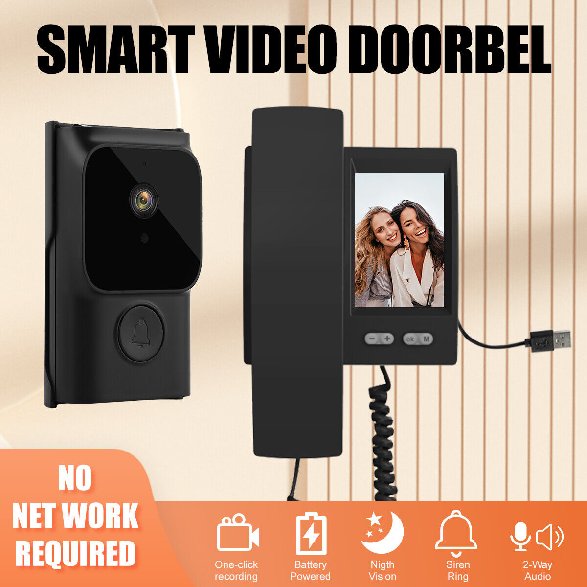 NEW Smart Wireless WiFi Ring Doorbell Security Intercom Video Camera Door Bell.