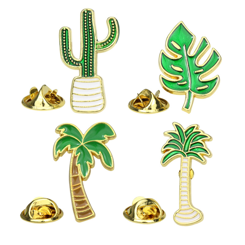 Title 1, Creative Cartoon Leaves Cactus Coconut Tree Brooch