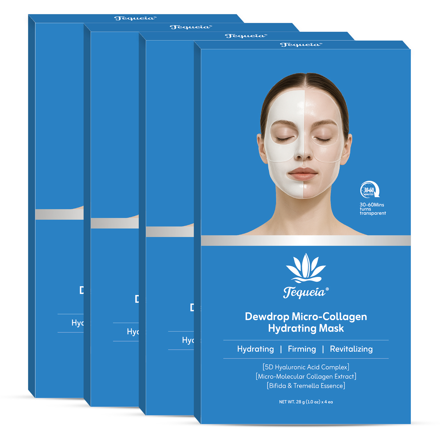 TEQUEIA Collagen Night Wrapping Mask - Bifida Ferment & Pro-Xylane Barrier Recovery For Glass Skin - 4 Sheets