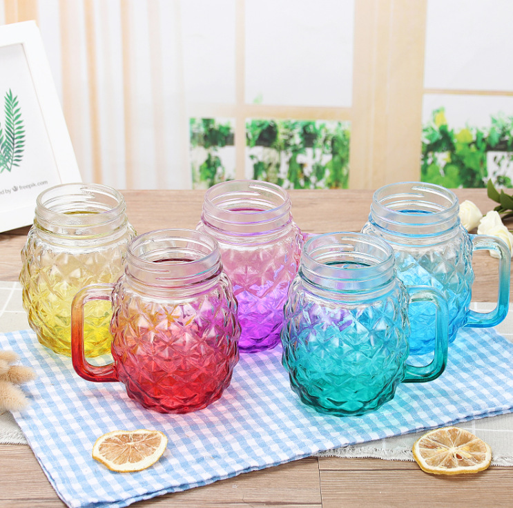 Title 7, Water cup pineapple cup glass mason jar glass b...