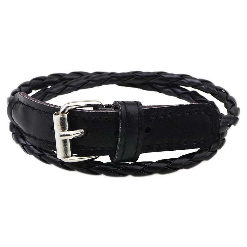 Fashion Buckle Snake Pattern Double Leather Bracelet
