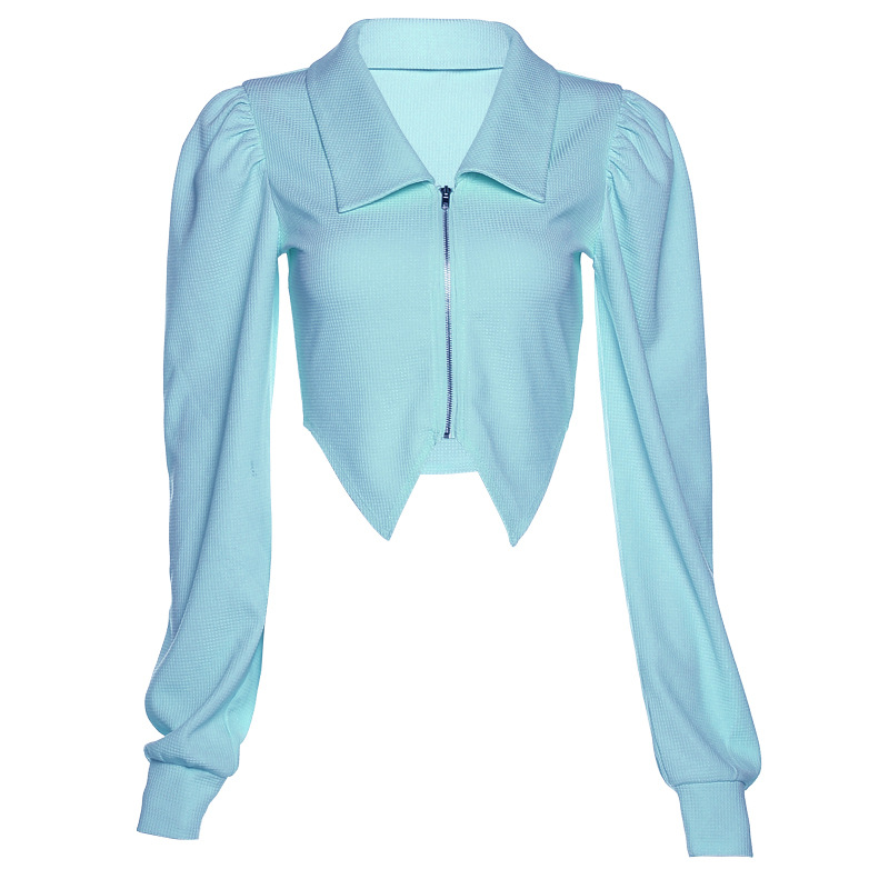 Women's Slim Navel Fashion Lapel Zipper Long Sleeve Sweatshirt