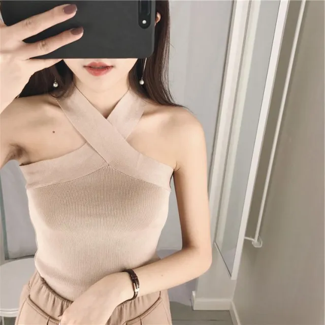 Women's Korean Style All Match Sleeveless Knitted Vest Khaki - Shop at LoveMi