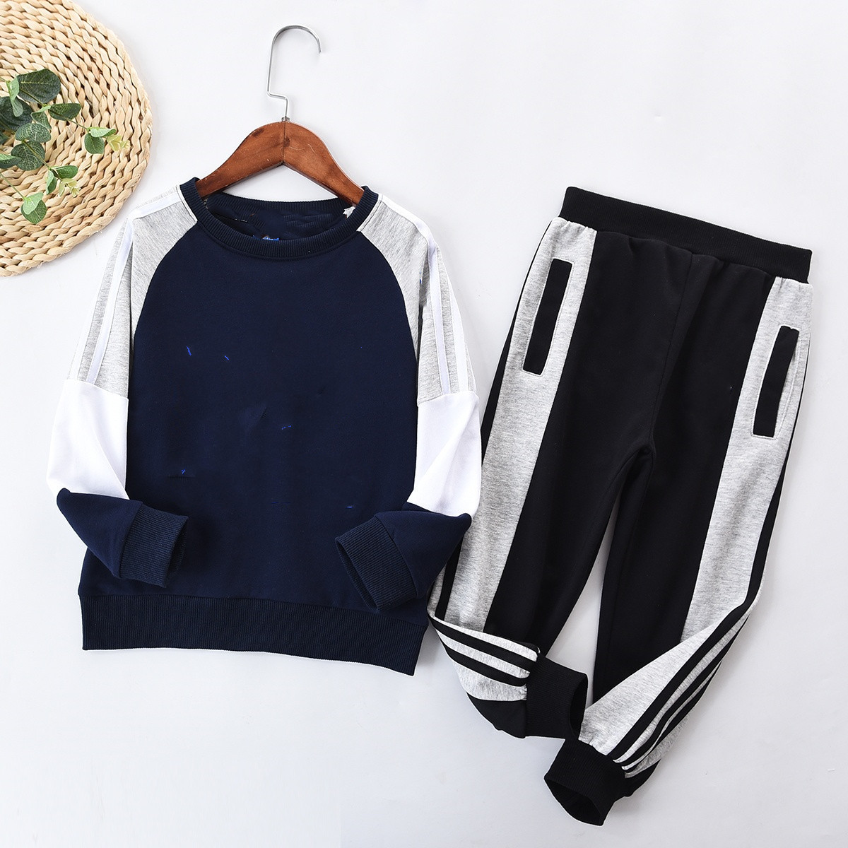 Children's Cotton Terry Trousers Round Neck Suit