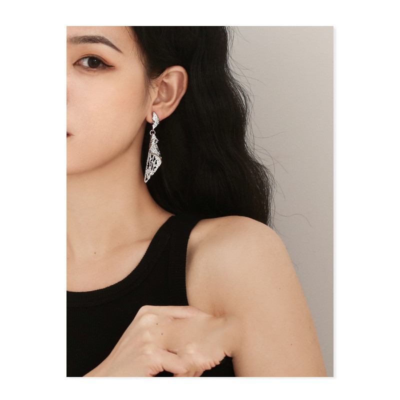 Long Earrings Hollow Design Exaggerated Earrings Cold Wind High Sense