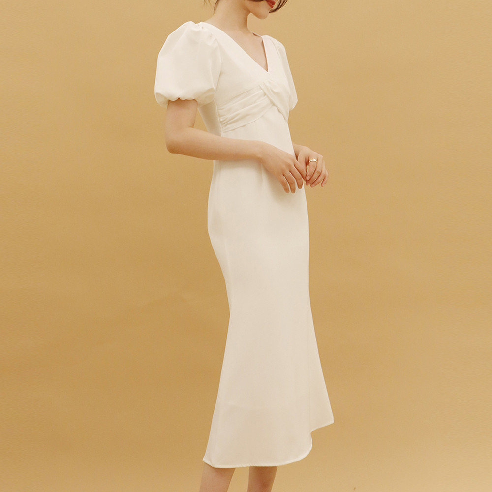 Pleated V-Neck Dress, picture 4 of 5