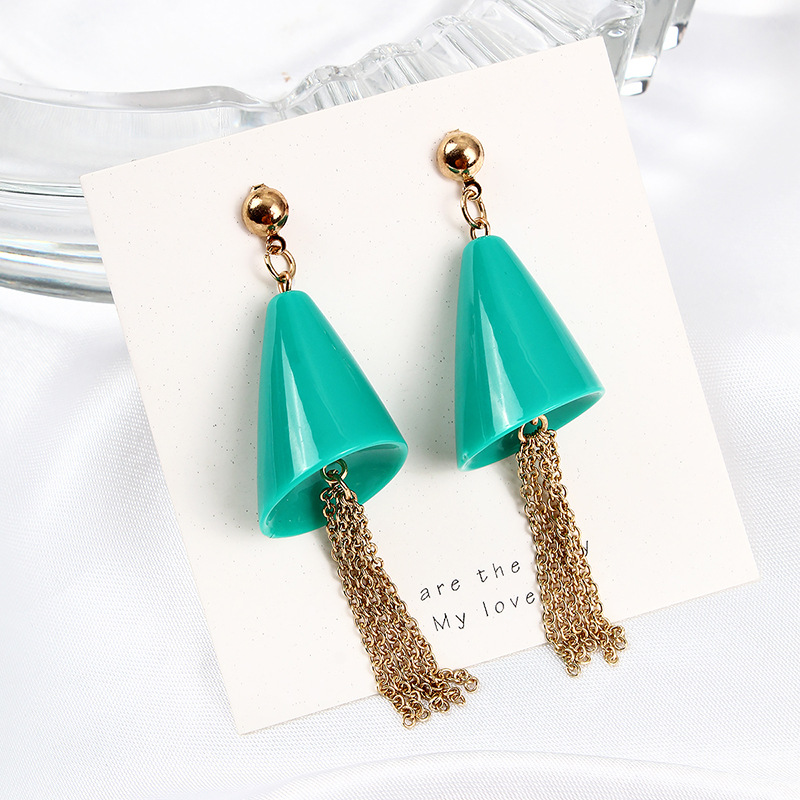 Cross-border New Acrylic Horn Metal Tassel Earrings