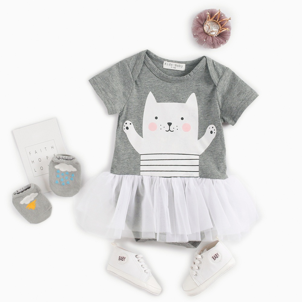 Cartoon Newborn Clothes Baby Princess Romper Mesh Shape Romper