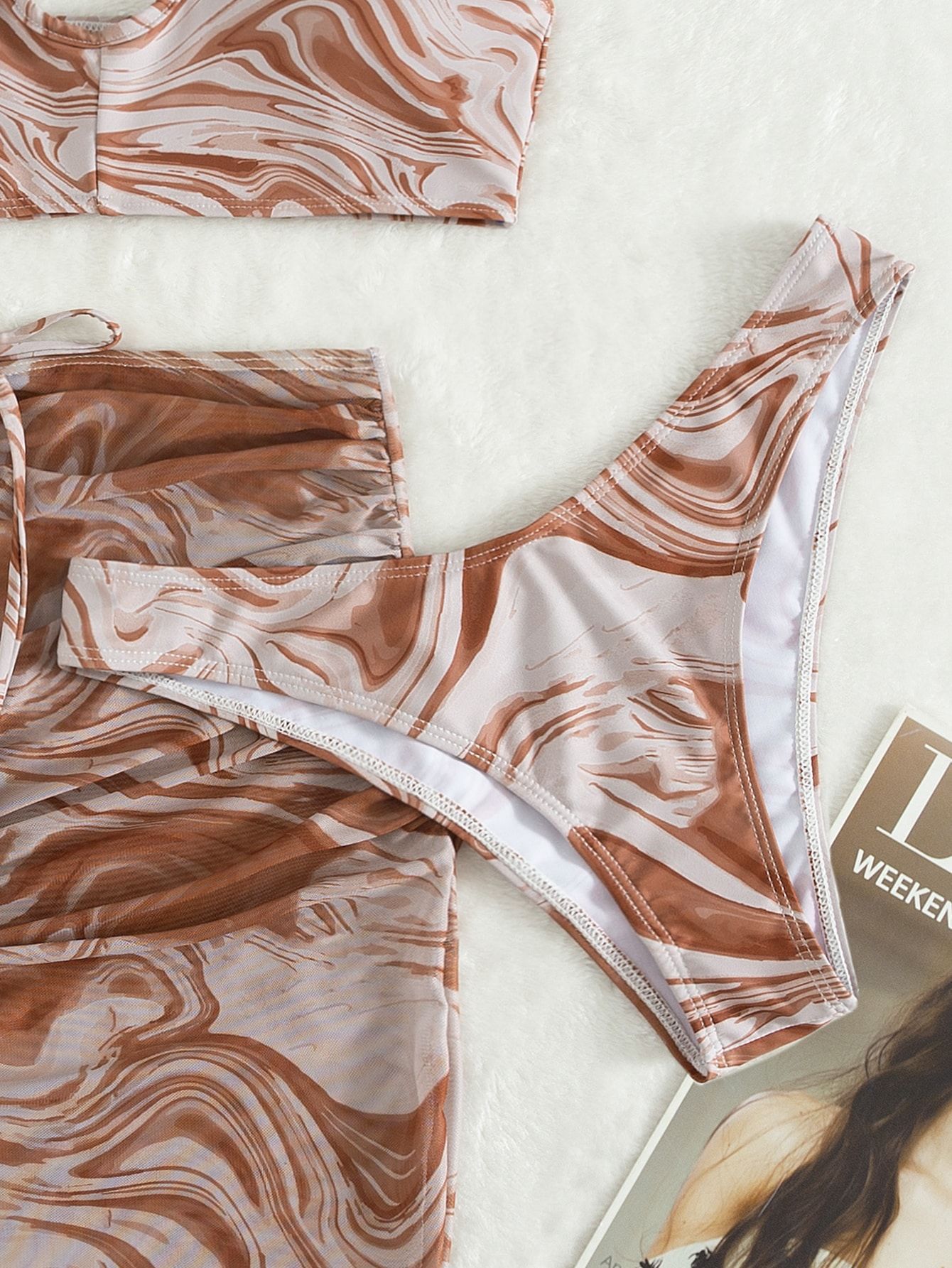Women’s Three-piece Smudge Bikini Lace-up Set