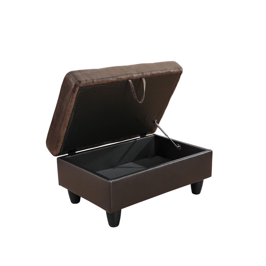 Pickup Only--Dark Brown Flannel And PVC 3-Piece Couch Living Room Sofa Set